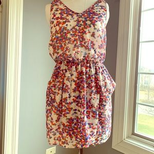 AQUA - Floral Synched Waist Dress with Pockets